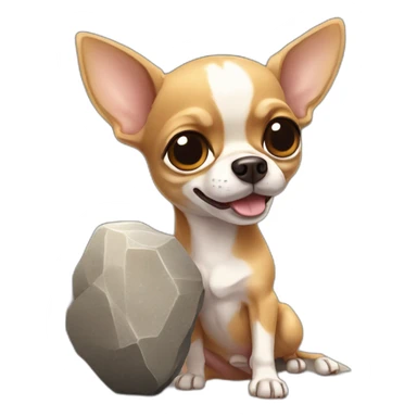 chihuahua hold a huge stone sticker
