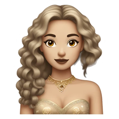 Create the zodiac sign leo as a pale brunette girl with elaborate makeup and dress that matches the zodiac sign  sticker