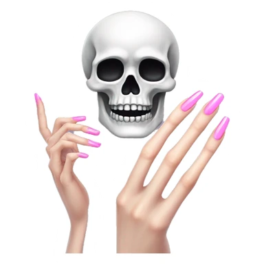Pretty skeleton hand 5 fingers with pink nails manicure girly design but stylish minimalistic sticker