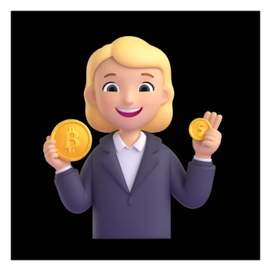 smiling character with a shining coin, representing luck and a new beginning sticker