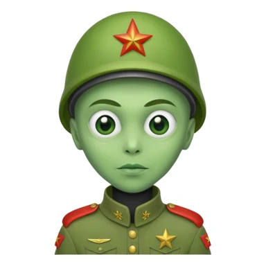 alien, wearing cccp soldier custome, half body sticker