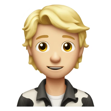 Sad blonde farm boy milking a cow sticker