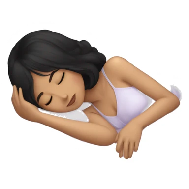 Coquette teenage asian black hair girl sleeping  sticker