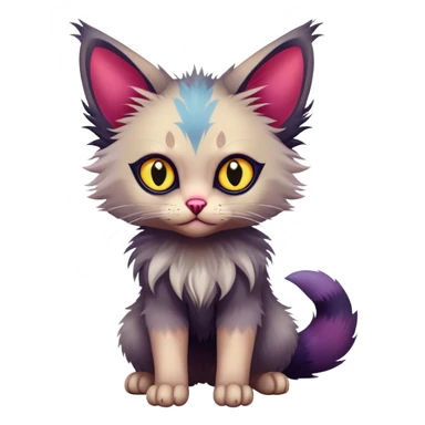 Colorful exotic Fantasy-Ragdoll-Fakémon-Lykoi-feline-hybrid (full body) sticker
