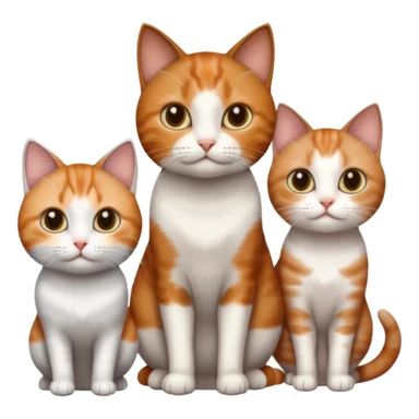 3 different coloured tiny short haired cats, including a dark brown tabby and white cat, and a dark grey and white and a ginger and white sticker