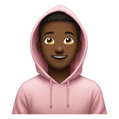 This person appears cheerful, wearing a light pink hoodie with an anime design on it, sitting outdoors at night with a pleasant background. sticker