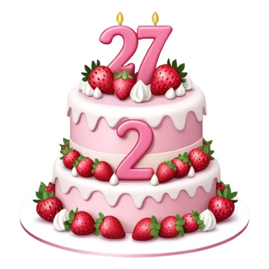 Pink Strawberry birthday cake with the number 27 on it  sticker