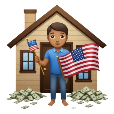 house with usa flag and money in floor sticker