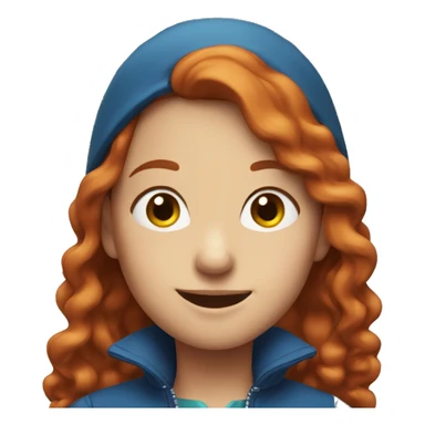red-haired girl in a blue jacket, smiling sticker