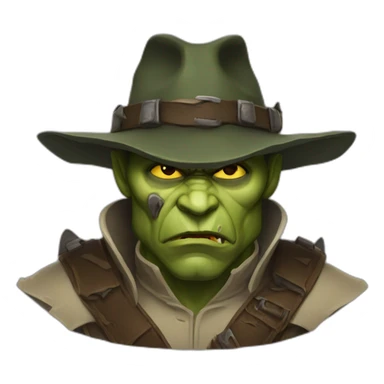 Fierce Orc ranger wearing fedora  sticker