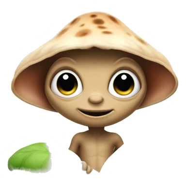 Young e.t. like alien stands under leaf or mushroom  sticker