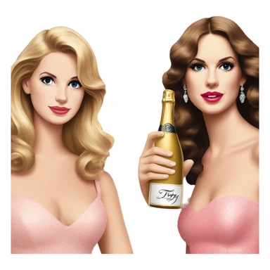 Lana del Rey & Taylor Swift drinking champagne pink dress sticker