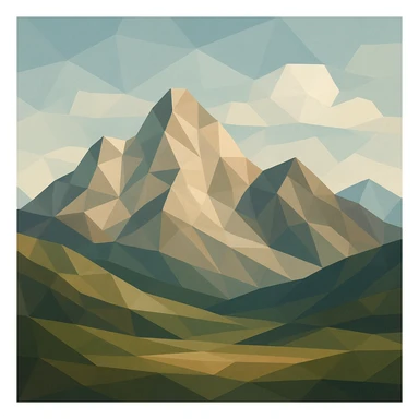 illustration of a mountain landscape made of geometric shapes in polygonal style sticker