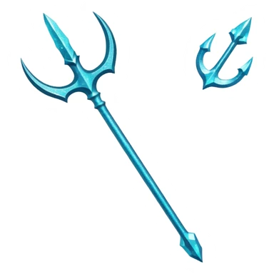 Cyan Poseidon's trident with glitter sticker