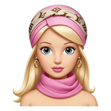 Barbie wearing a louis vuitton head scarf sticker