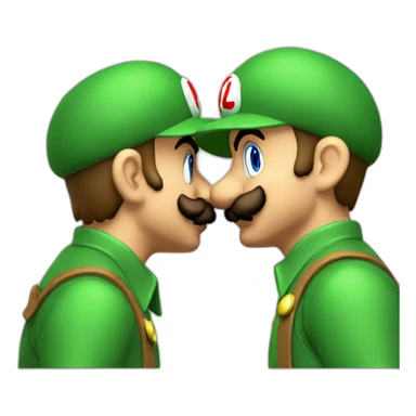 mario and luigi kissing side view sticker