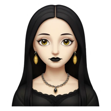 Mona Lisa reimagined as a goth emoji, piercings, black nails, gothic vibe, simplified features sticker