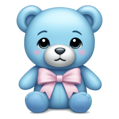 pastel blue teddy bear with bow sticker