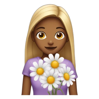 Shy girl with flowers sticker
