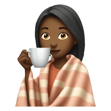 Girl drinking tea with blanket on sticker