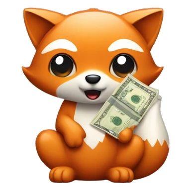 Cute-Fox-with-Money-sack-and-phone-in-left-hand sticker