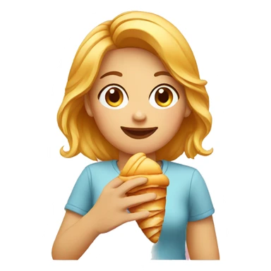 Girl eating croissant sticker