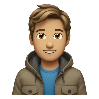 smiling boy outdoors in jacket brown hair sticker