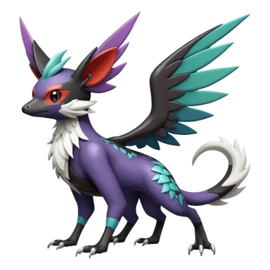 Shiny Noibat-Noivern-Mightyena-Silvally-Fakémon-hybrid-creature (full body)  sticker