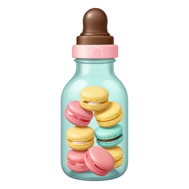 A cute baby bottle with a light yellow nipple and cute stickers on the bottle body. Macaron color palette sticker
