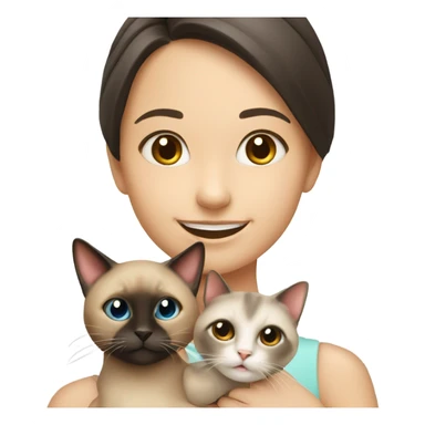 smiling girl with Siamese cat sticker