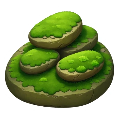 A patch of bright moss covering smooth forest stones. sticker