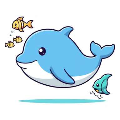 A very surprised whale with little fish next to it sticker