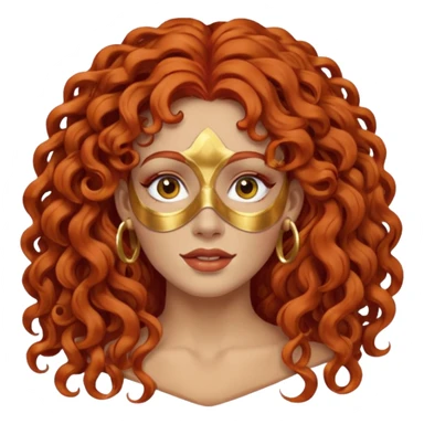 red haired very long curly haired woman with full face clay mask  and big earrings sticker