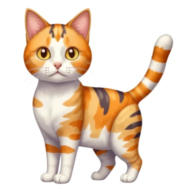 full body anxious looking colourful light calico tabby cat with large patchy patterns sticker