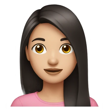 Brunette girl, Black long hair, pink shirt, fair complexion  sticker