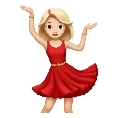a girl is dancing with red outfit sticker