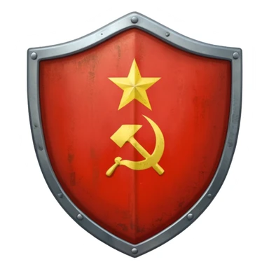 generate a very realistic shield with the USSR flag sticker