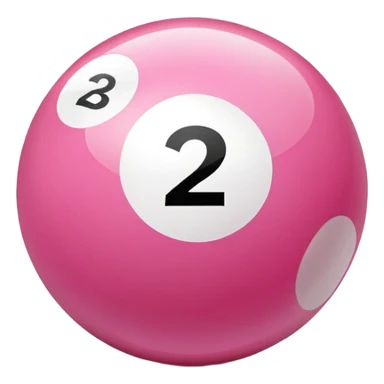 pink billiard ball with the number 23 inside a white circle sticker