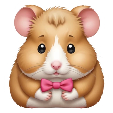 Sad hamster wearing a bow sticker