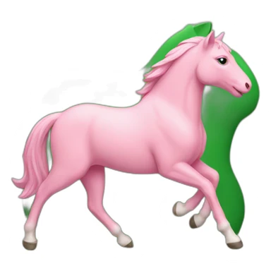 a pink cat over a green horse sticker