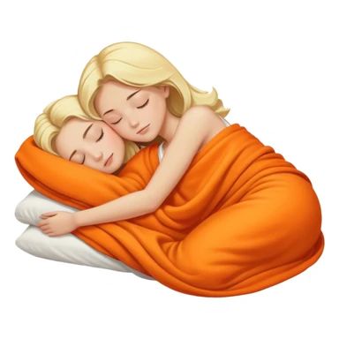 Blonde woman sleeping from her side with an orange blanket sticker