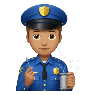 police officer holding a spool of thread sticker