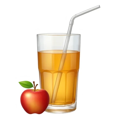 Apple juice in large glass with starw and a piece of apple at the side  sticker