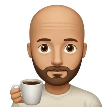 men with coffee no hair, 3 day beard sticker