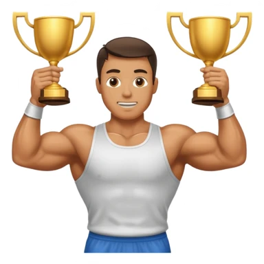 a man lifting trophy  sticker