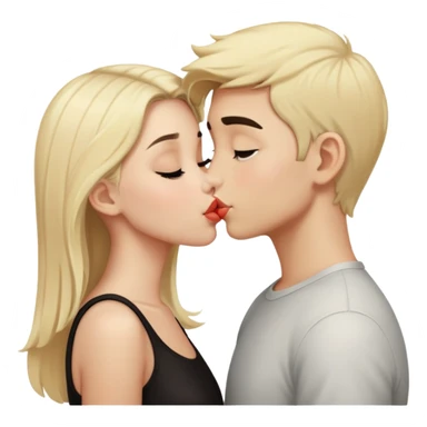 Blonde boy kissing Black haired girl  sticker