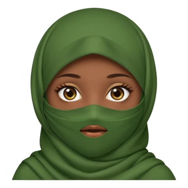Niqab musli girl chocolate color make the niqab green cover whole face except her eay sticker
