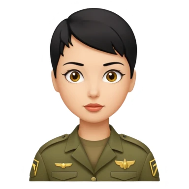 female soldier black hair style sticker