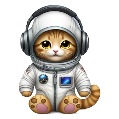 Cute little Cat space suit with headphone sticker