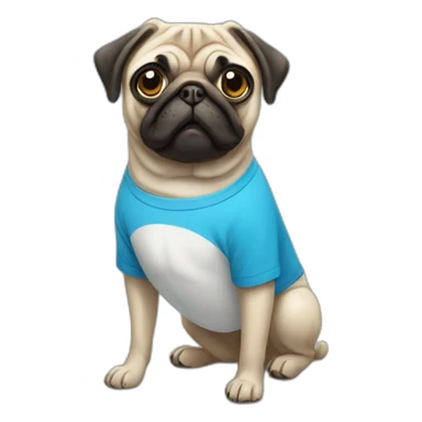 pug wearing a t-shirt sticker